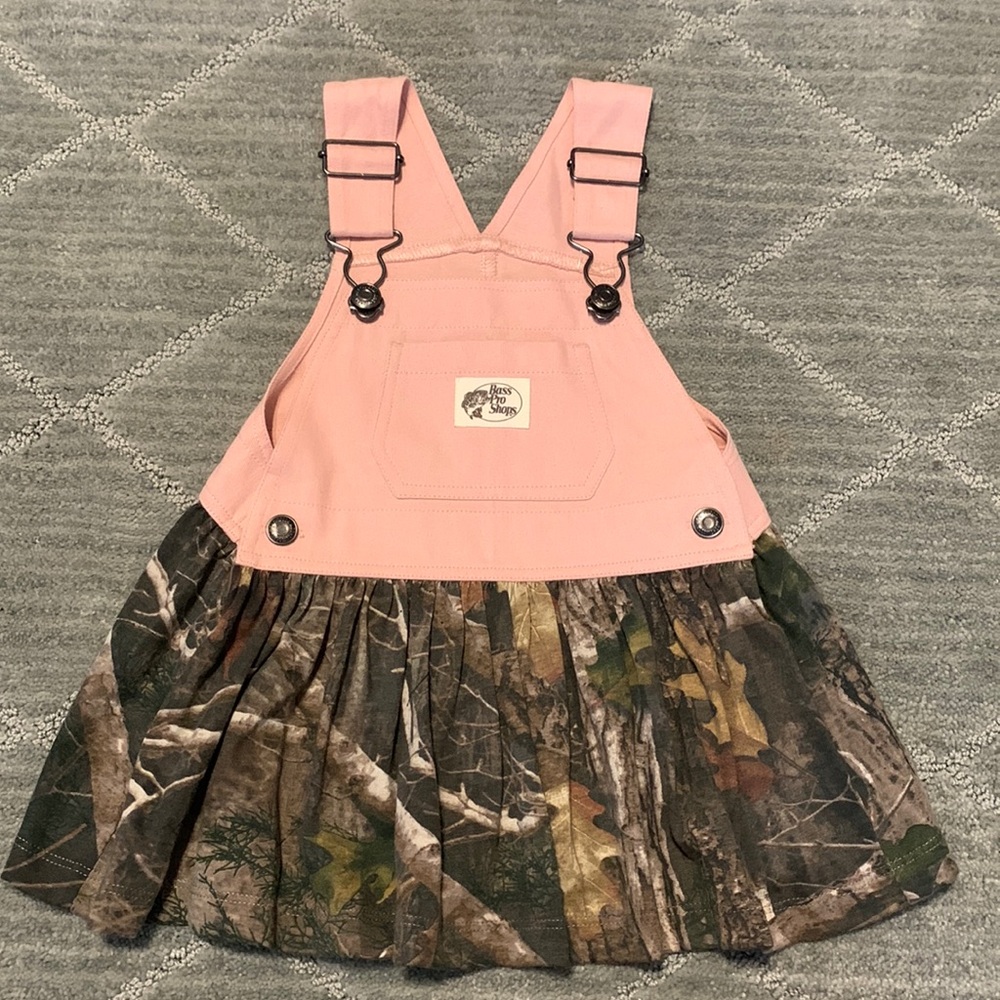Pink & Camo Baby Girl Overall Dress 12m.    NEW w/o tags
